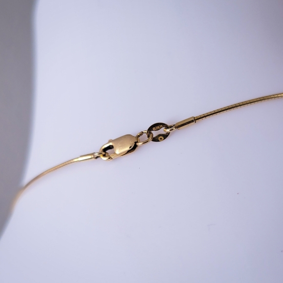 Italy Jewelry - 14k Gold Omega • Liquid Snake Chain • Solid Yellow 16" Necklace • Italy